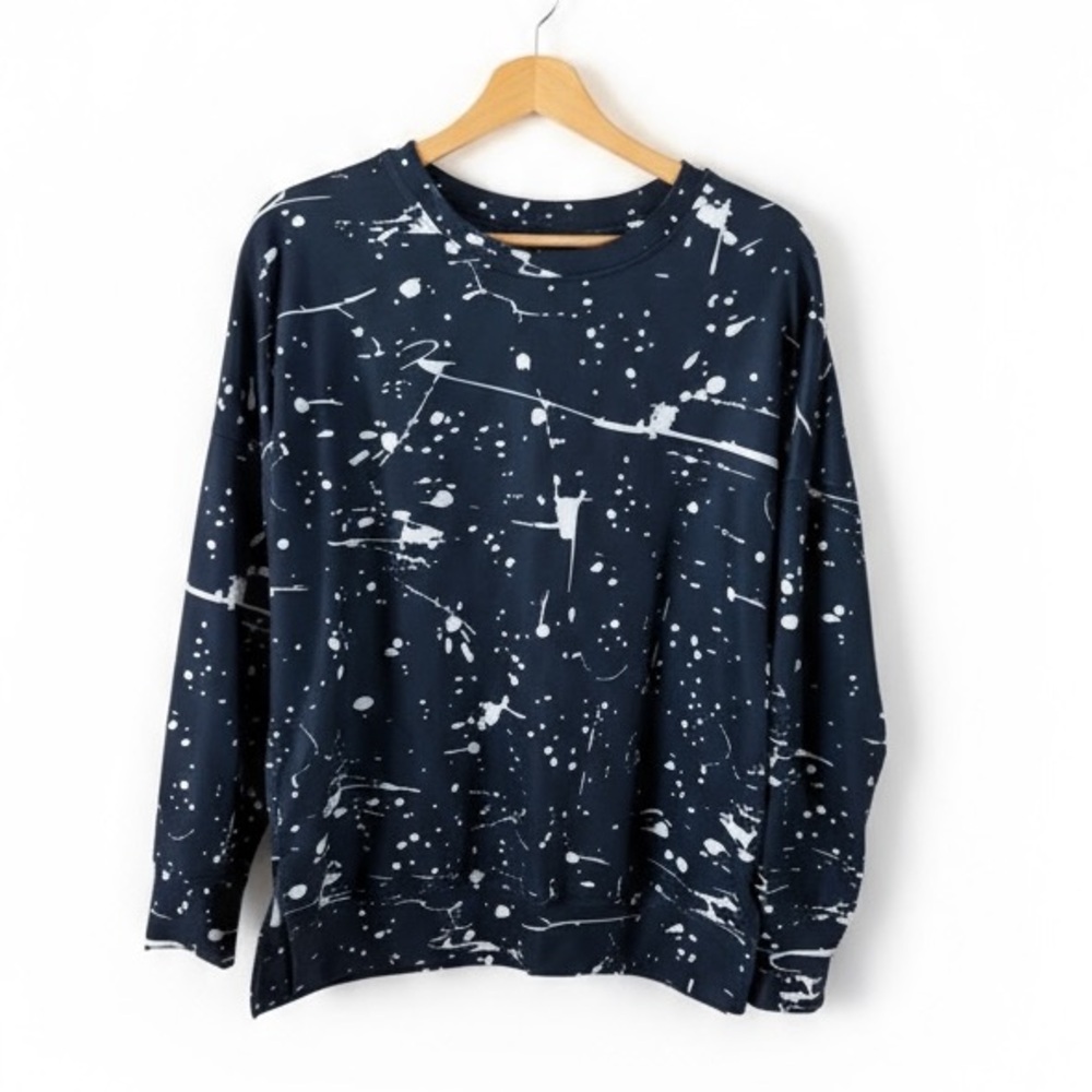 Paint Splatter Print Lightweight Long Sleeve Sweatshirt